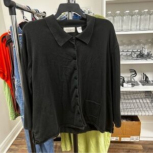 Lemongrass Woman Black Button Up 100% Cotton Top, Size 3X